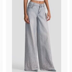 Alice & Olivia Jeans (nwt $695) Stud Rockstar Baggy Wide Leg Sz: 28